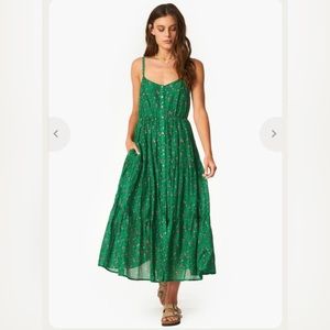 EUC Sophie Xirena Green Button Maxi Dress S